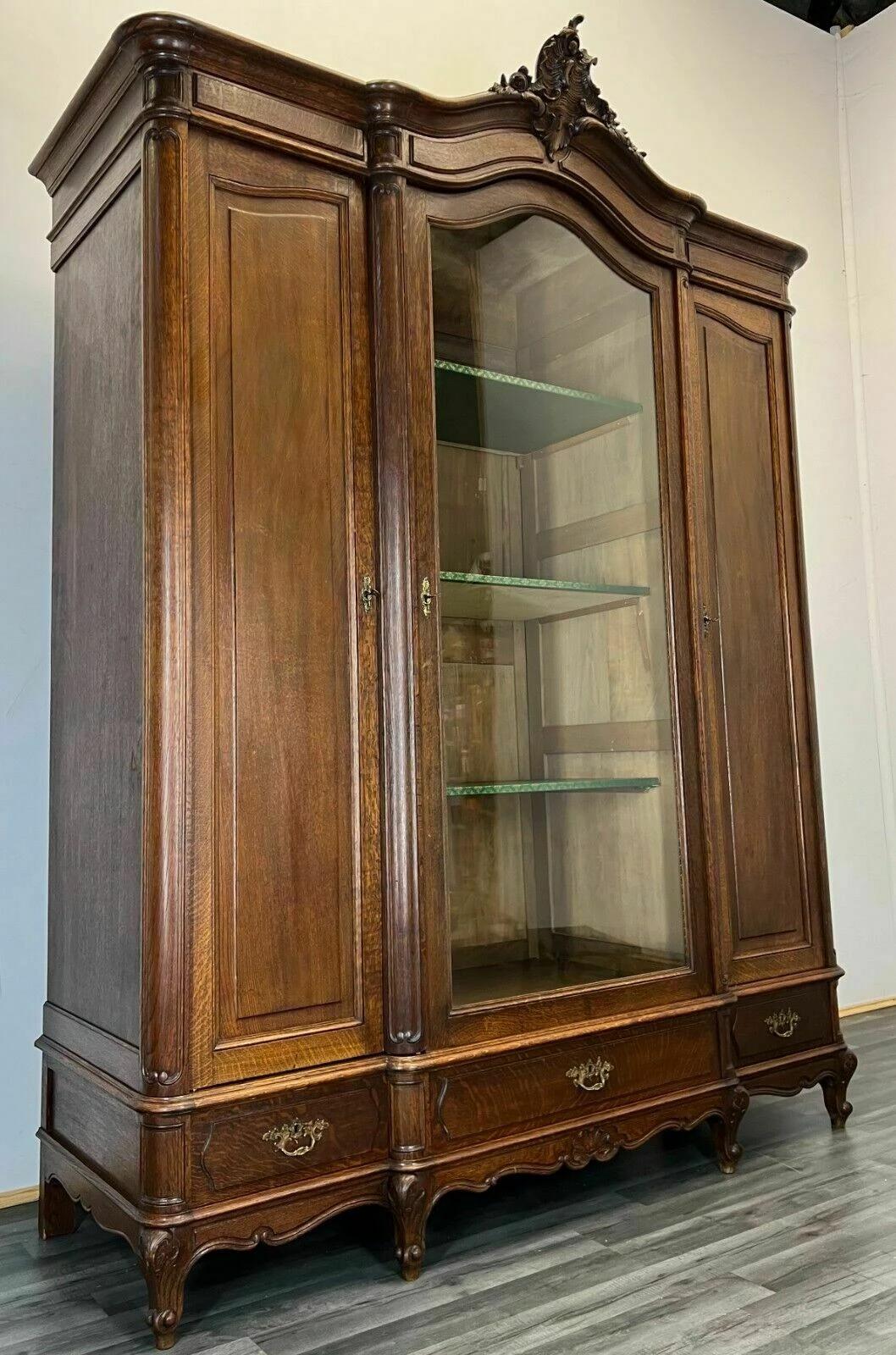 Unknown Stunning French Antique 3 Door Bookcase 1 Unknown Stunning French Antique 3 Door Bookcase