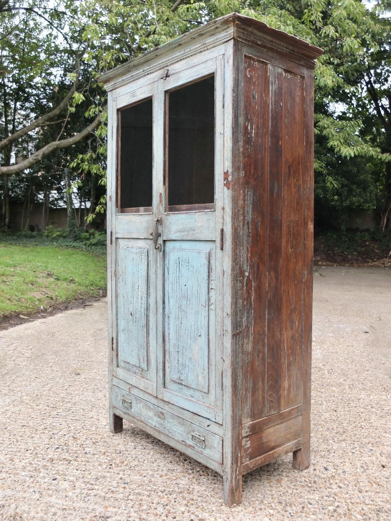 Unknown Stunning Large Blue Antique Double Fronted Cupboard With Drawers 7 Unknown Stunning Large Blue Antique Double Fronted Cupboard With Drawers - Image 7