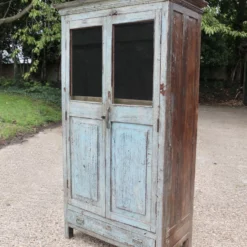 Unknown Stunning Large Blue Antique Double Fronted Cupboard With Drawers