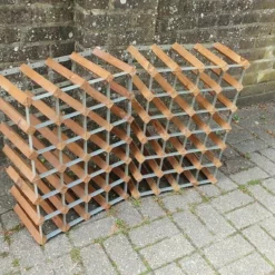 Superb Vintage Pine And Zinc Wine Bottle Rack (Single Item, But Two Available) -Storage Furniture Sales 2024 superb vintage pine and zinc wine bottle rack single item but two available sku96115197 0 1