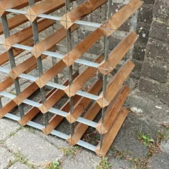 Superb Vintage Pine And Zinc Wine Bottle Rack (Single Item, But Two Available) -Storage Furniture Sales 2024 superb vintage pine and zinc wine bottle rack single item but two available sku96115197 0 5