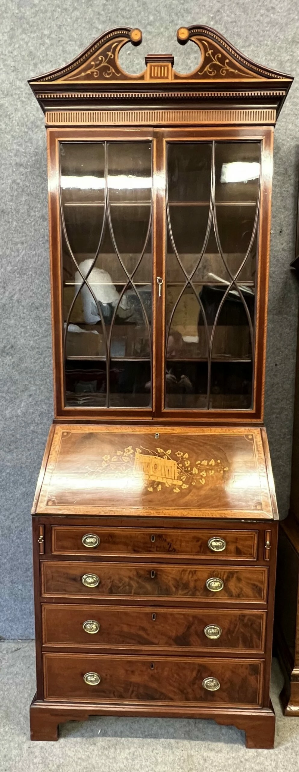 Superior Sheraton Revival Bureau Bookcase 2 Superior Sheraton Revival Bureau Bookcase - Image 2