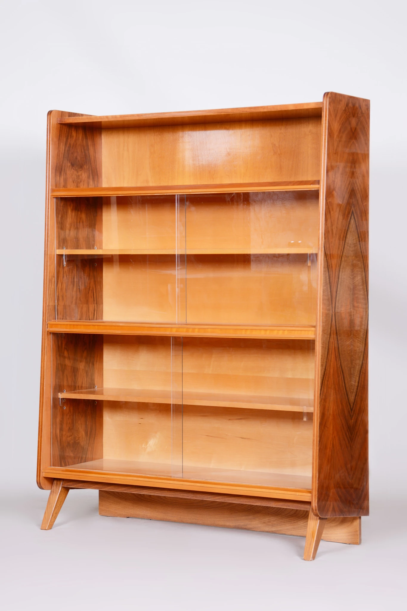 Unique Czech Mid Century Bookcase, 1950s, Well Preserved Condition, Walnut 3 Unique Czech Mid Century Bookcase, 1950s, Well Preserved Condition, Walnut - Image 3