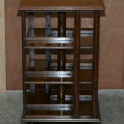 Very Rare Art Nouveau Oak & Sample Wood Inlaid Revolving Bookcase Side End Table 11 Very Rare Art Nouveau Oak & Sample Wood Inlaid Revolving Bookcase Side End Table -Storage Furniture Sales 2024 very rare art nouveau oak sample wood inlaid revolving bookcase side end table 1800s 0 2
