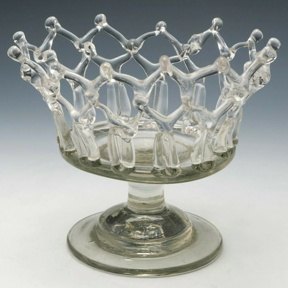 Unknown Very Rare English Lead Glass Traforato Basket C1800 2 Unknown Very Rare English Lead Glass Traforato Basket C1800 - Image 2