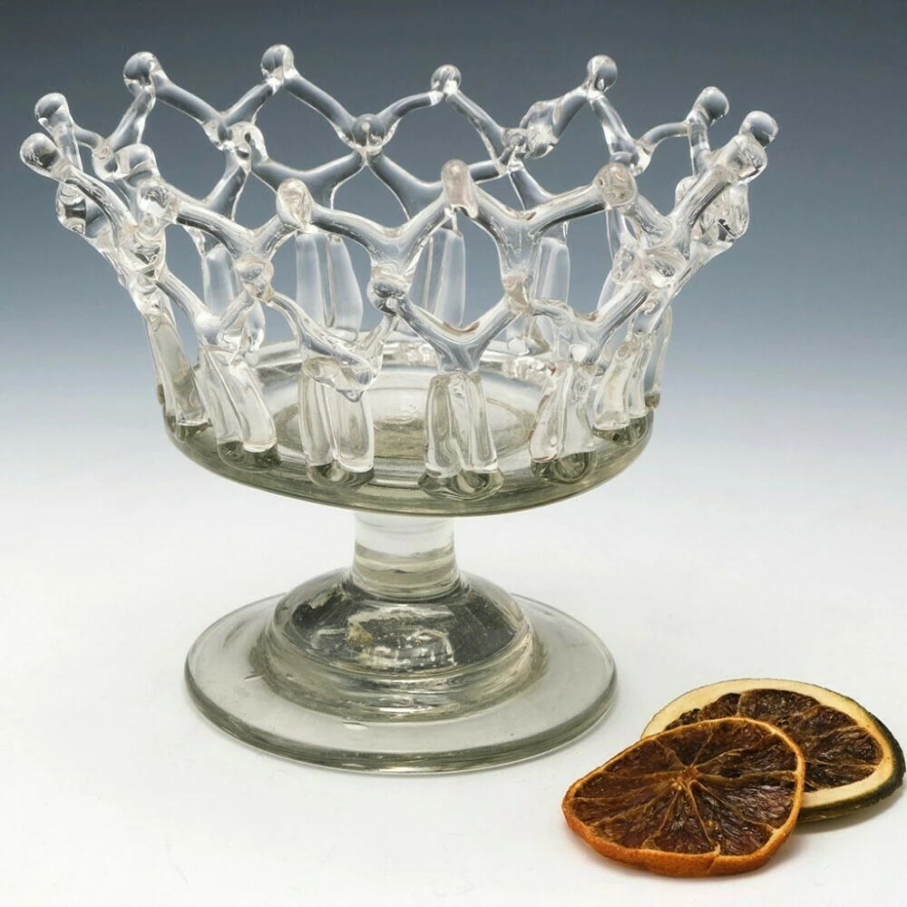 Unknown Very Rare English Lead Glass Traforato Basket C1800 1 Unknown Very Rare English Lead Glass Traforato Basket C1800