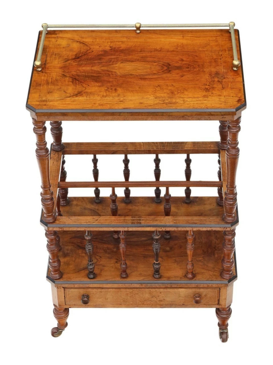 Victorian Aesthetic C1880 Burr Walnut Canterbury Whatnot 2 Victorian Aesthetic C1880 Burr Walnut Canterbury Whatnot - Image 2