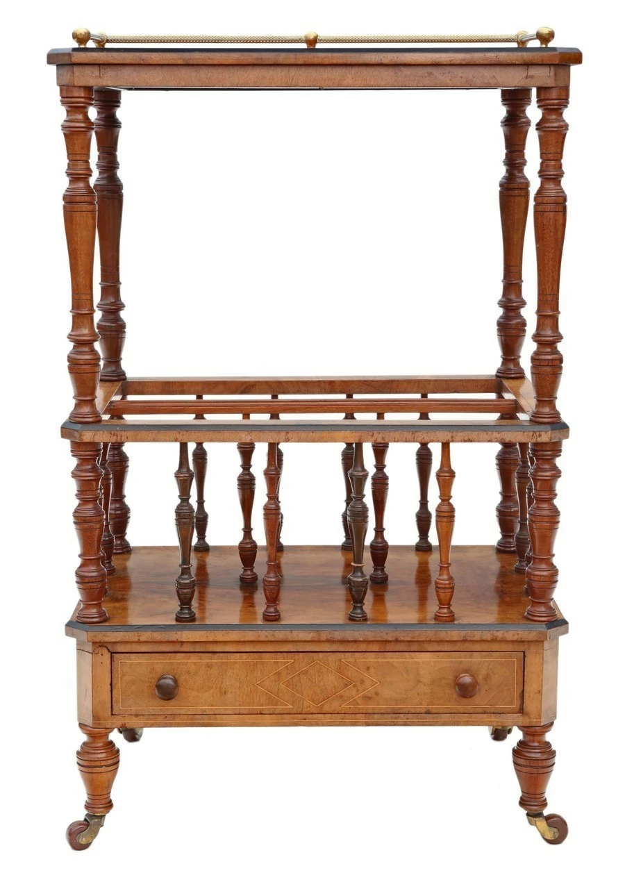 Victorian Aesthetic C1880 Burr Walnut Canterbury Whatnot 7 Victorian Aesthetic C1880 Burr Walnut Canterbury Whatnot - Image 7