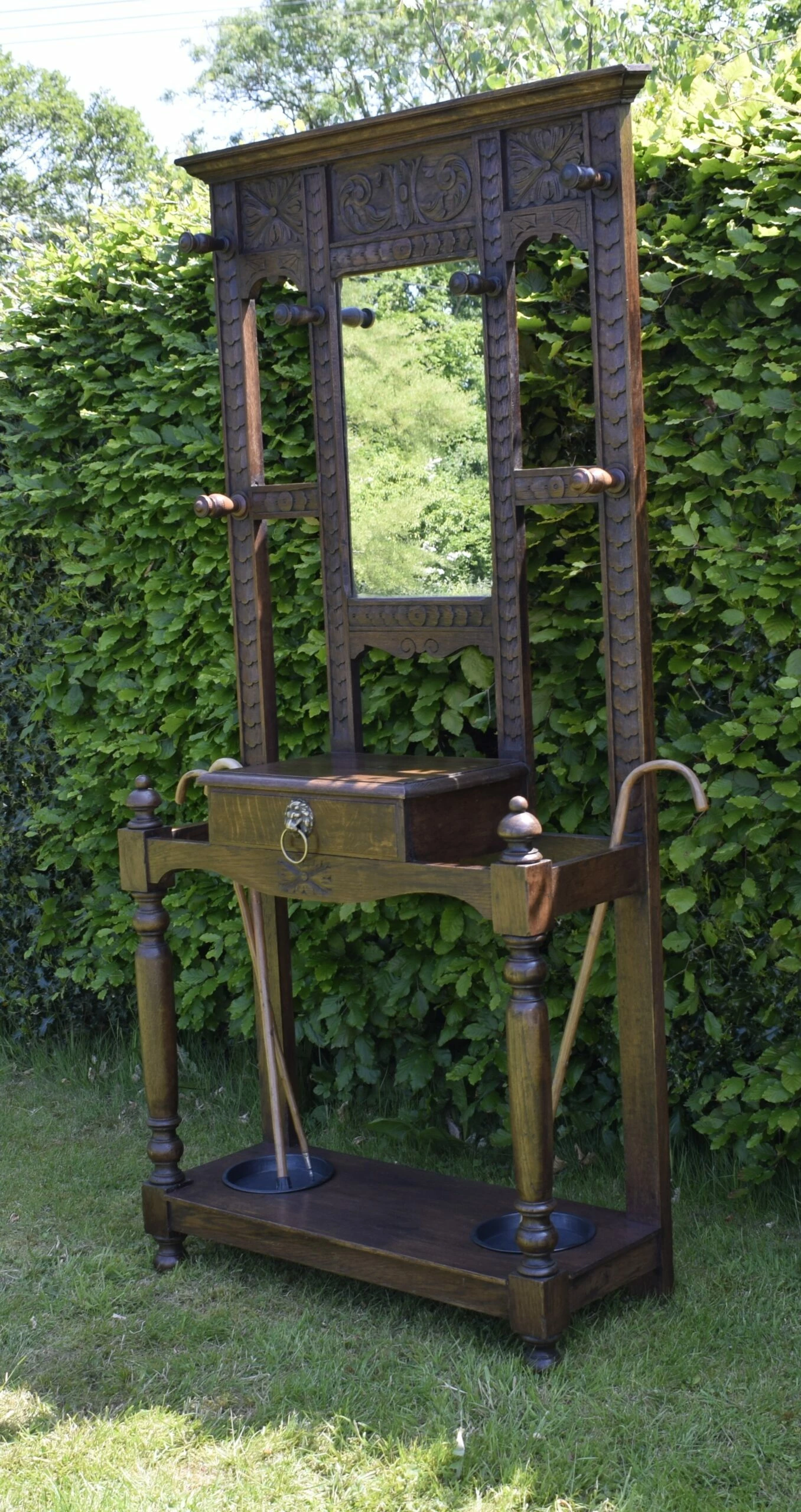 Victorian Carved Oak Hall Stand 1 Victorian Carved Oak Hall Stand