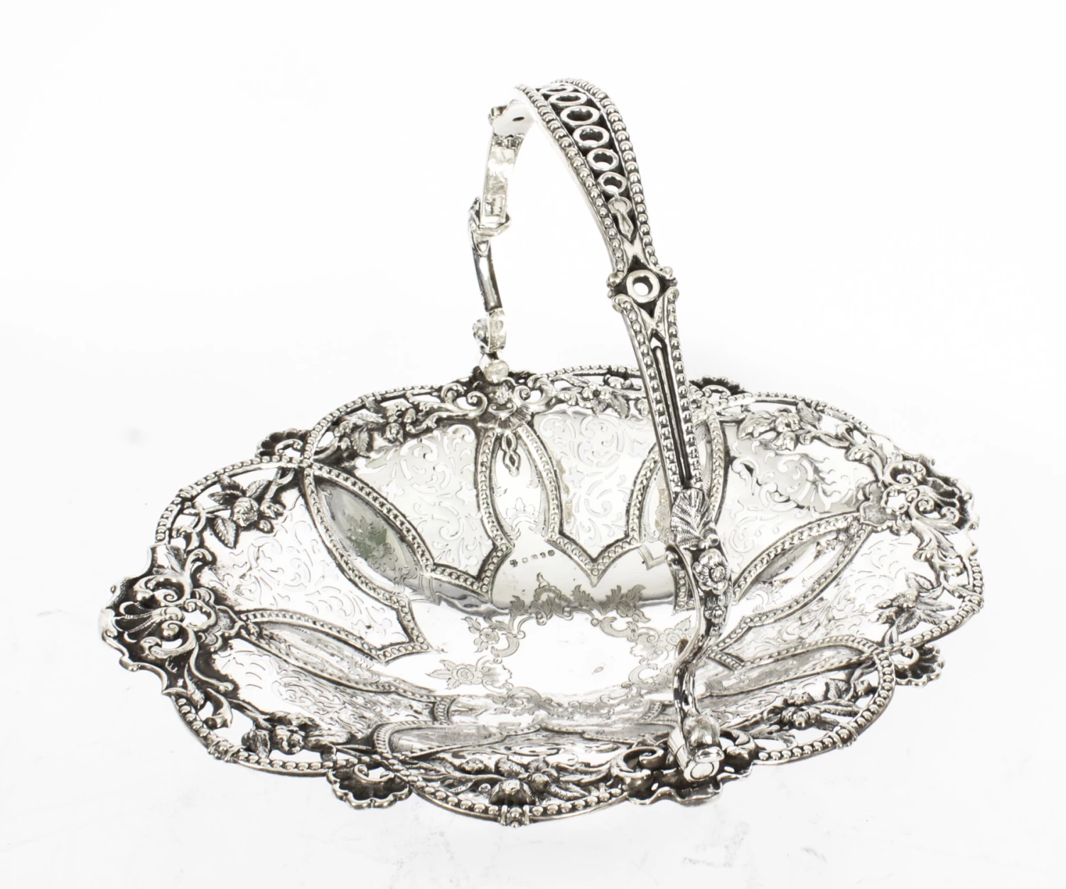 Victorian Silver Plated Fruit Basket Martin Hall C.1860 7 Victorian Silver Plated Fruit Basket Martin Hall C.1860 - Image 7