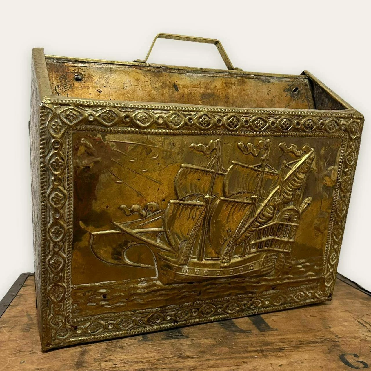 Unknown Vintage 20th Century Brass Art Magazine Rack 1 Unknown Vintage 20th Century Brass Art Magazine Rack