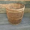 Vintage 50's 60's Woven Wicker Basket Waste Paper Bins Boho Tiki Retro Kitsch