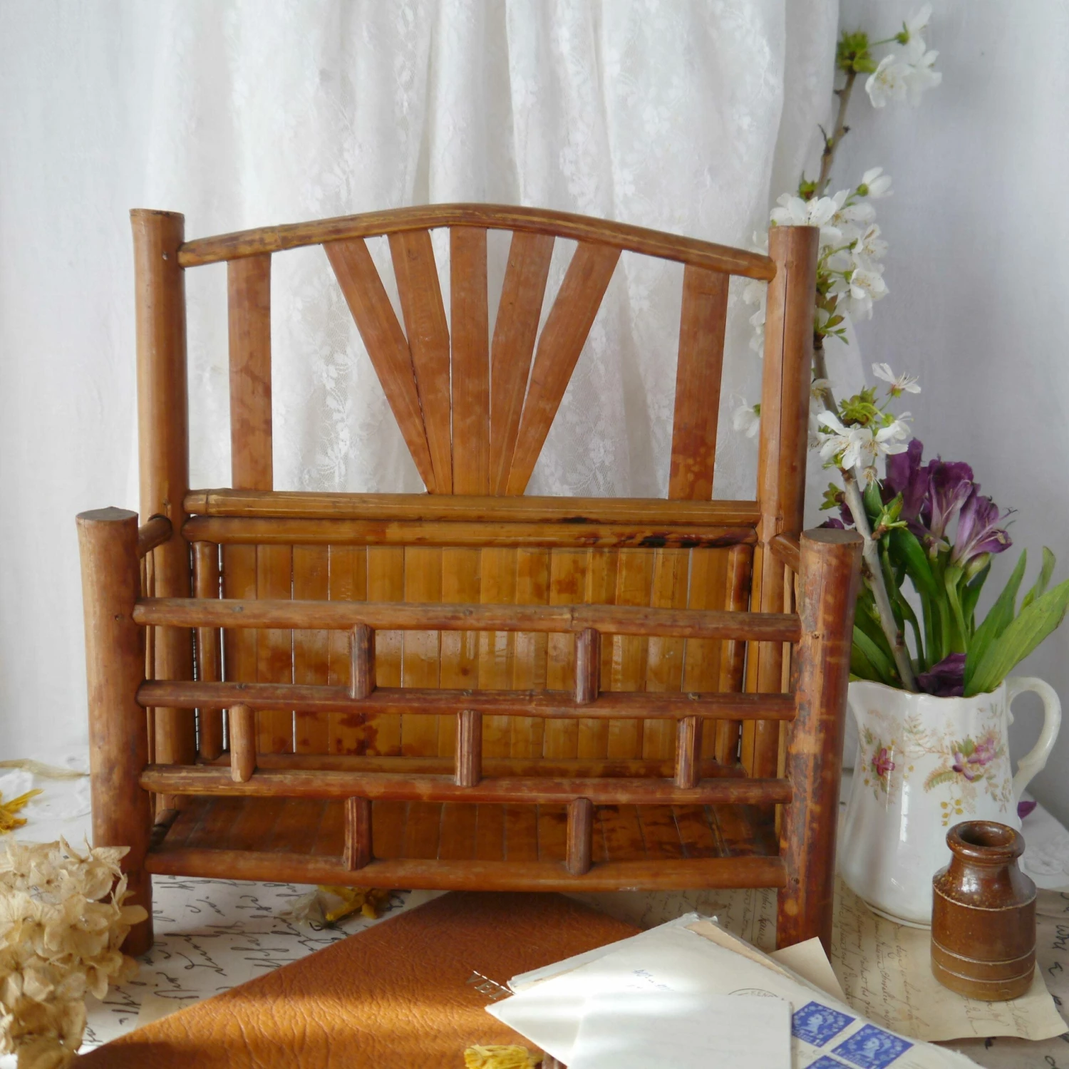 Unknown Vintage Bamboo Letter Rack, 1970s 2 Unknown Vintage Bamboo Letter Rack, 1970s - Image 2