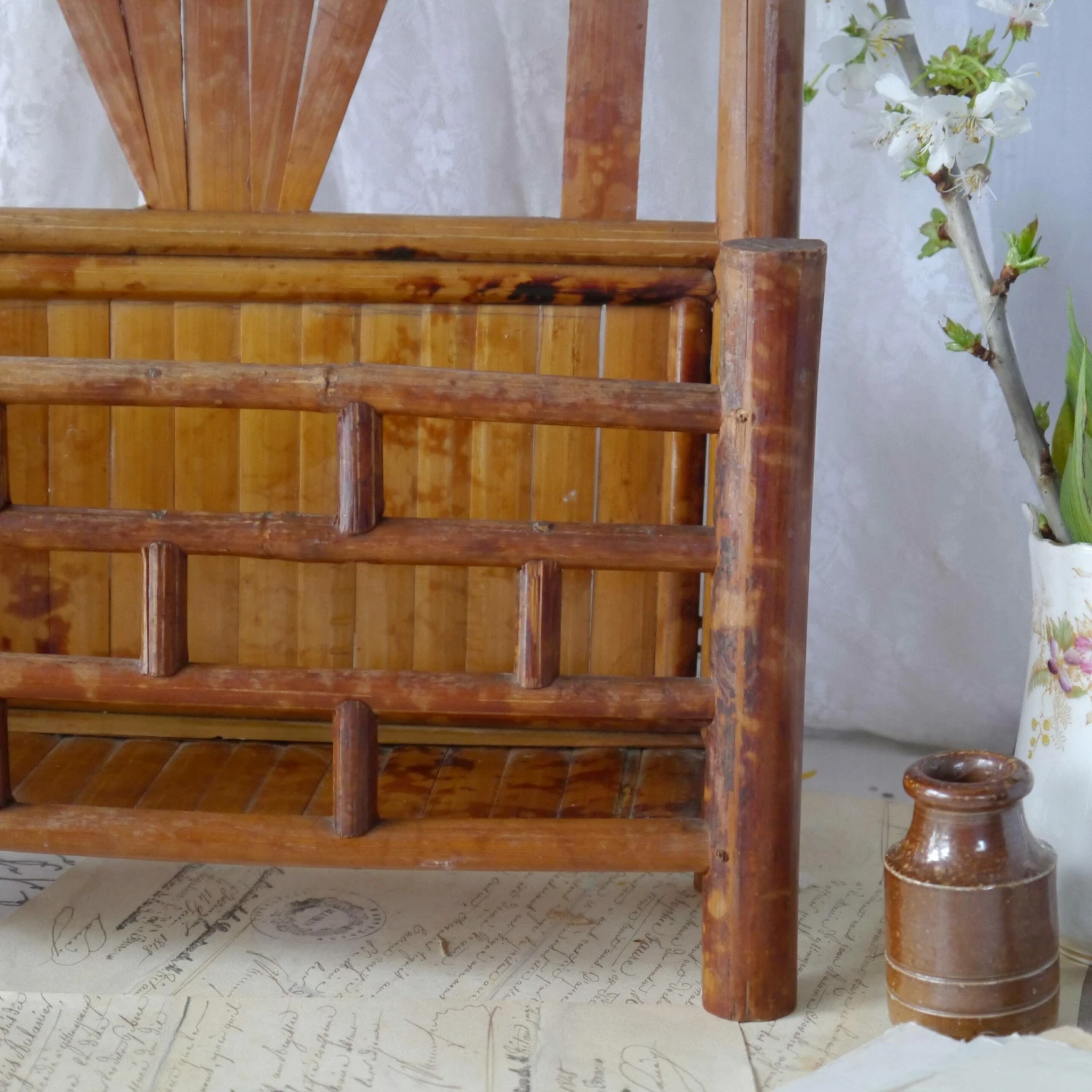 Unknown Vintage Bamboo Letter Rack, 1970s 3 Unknown Vintage Bamboo Letter Rack, 1970s - Image 3