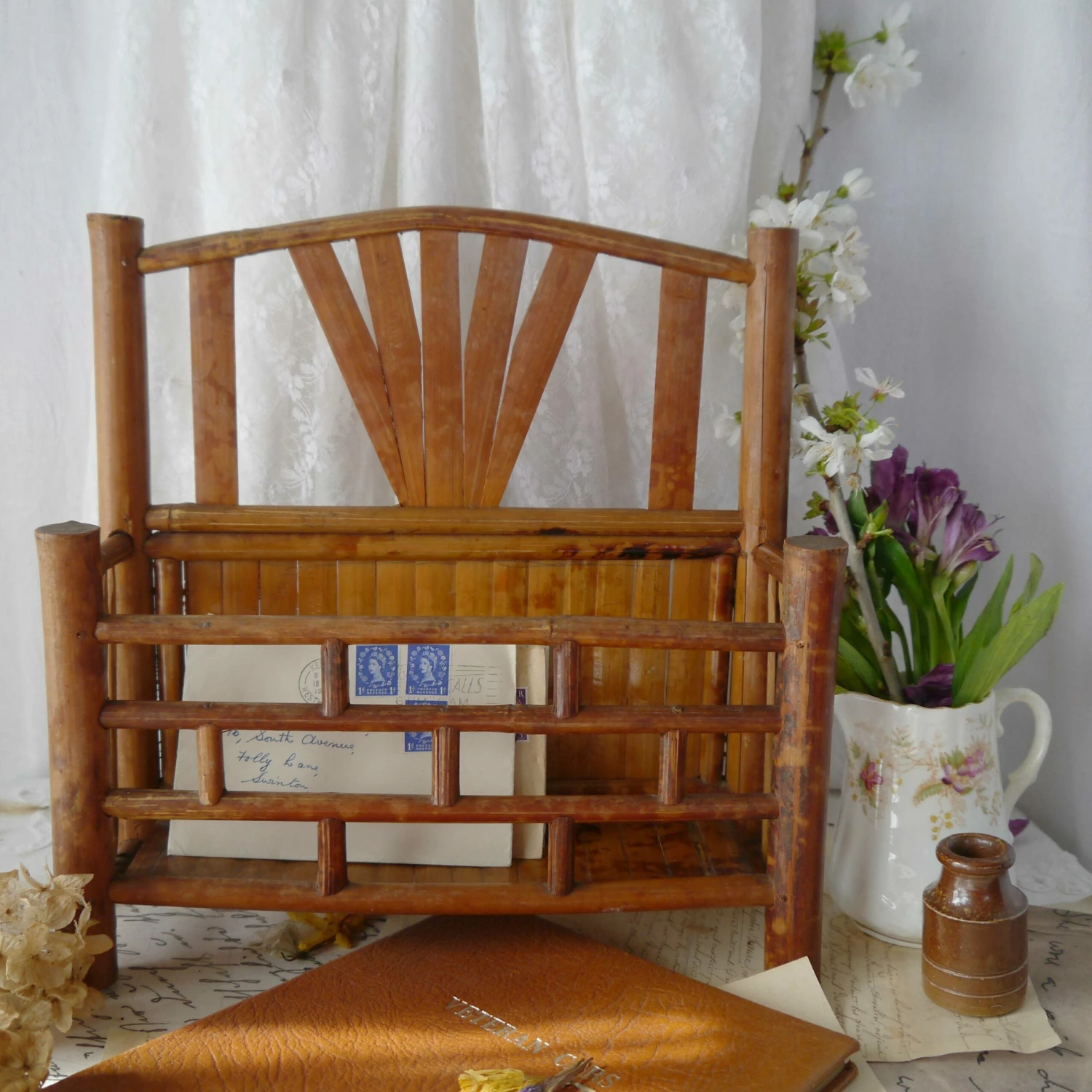 Unknown Vintage Bamboo Letter Rack, 1970s 1 Unknown Vintage Bamboo Letter Rack, 1970s