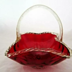 Vintage Barbini Ruby Red Murano Basket Bowl 24k Gold Aventurine Rigaree -Storage Furniture Sales 2024 vintage barbini ruby red murano basket bowl 24k gold aventurine rigaree sku40125953 0 2