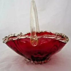 Vintage Barbini Ruby Red Murano Basket Bowl 24k Gold Aventurine Rigaree -Storage Furniture Sales 2024 vintage barbini ruby red murano basket bowl 24k gold aventurine rigaree sku40125953 0 7