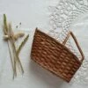 Vintage Boat Shaped Midcentury Wicker Storage Basket Bowl
