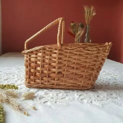 Vintage Boat Shaped Midcentury Wicker Storage Basket Bowl -Storage Furniture Sales 2024 vintage boat shaped midcentury wicker storage basket bowl sku53982526 0 5