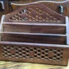 Vintage Carved Reticulated Wooden Letter Rack. India