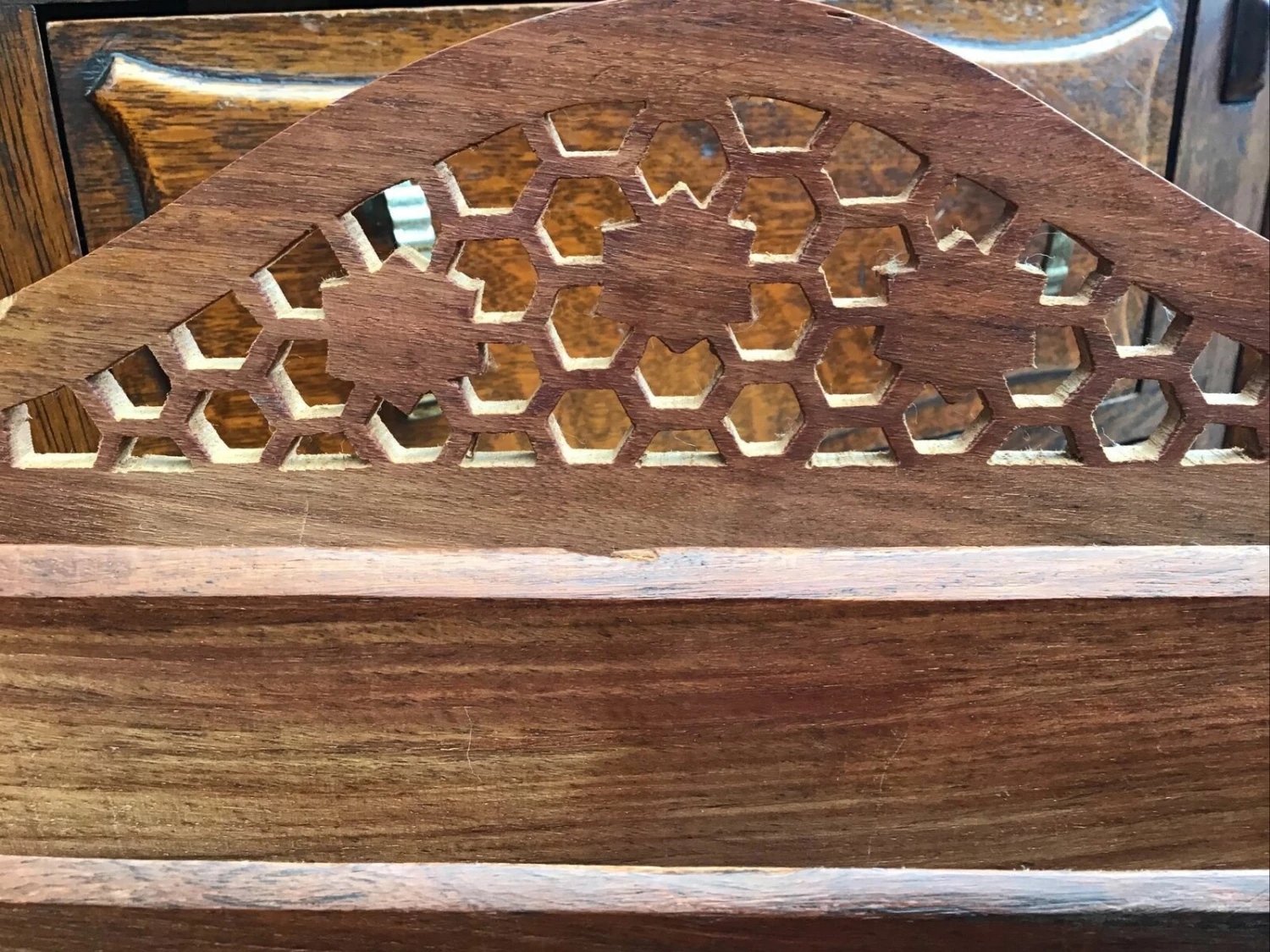 Vintage Carved Reticulated Wooden Letter Rack. India 3 Vintage Carved Reticulated Wooden Letter Rack. India - Image 3