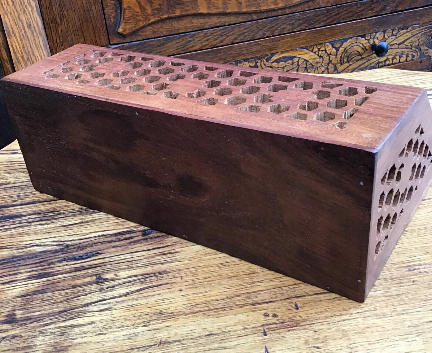 Vintage Carved Reticulated Wooden Letter Rack. India 10 Vintage Carved Reticulated Wooden Letter Rack. India - Image 10