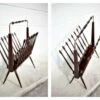 Vintage Cesare Lacca Magazine Holder, Folding Wood And Brass Magazine Holder, Newspaper, Magazine, Magazine, Home Decor, Rack Magazine, 50's