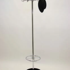 Vintage Chrome Standing Coat Rack With Cast Iron Umbrella Rack.