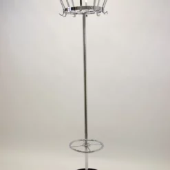 Vintage Chrome Standing Coat Rack With Cast Iron Umbrella Rack. -Storage Furniture Sales 2024 vintage chrome standing coat rack with cast iron umbrella rack 0 4