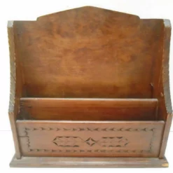 Unknown Vintage French Breton Wood Letter Rack / Mini Magazine Rack / Letter Storage / Post Storage / Mail Keeper, Brittany France