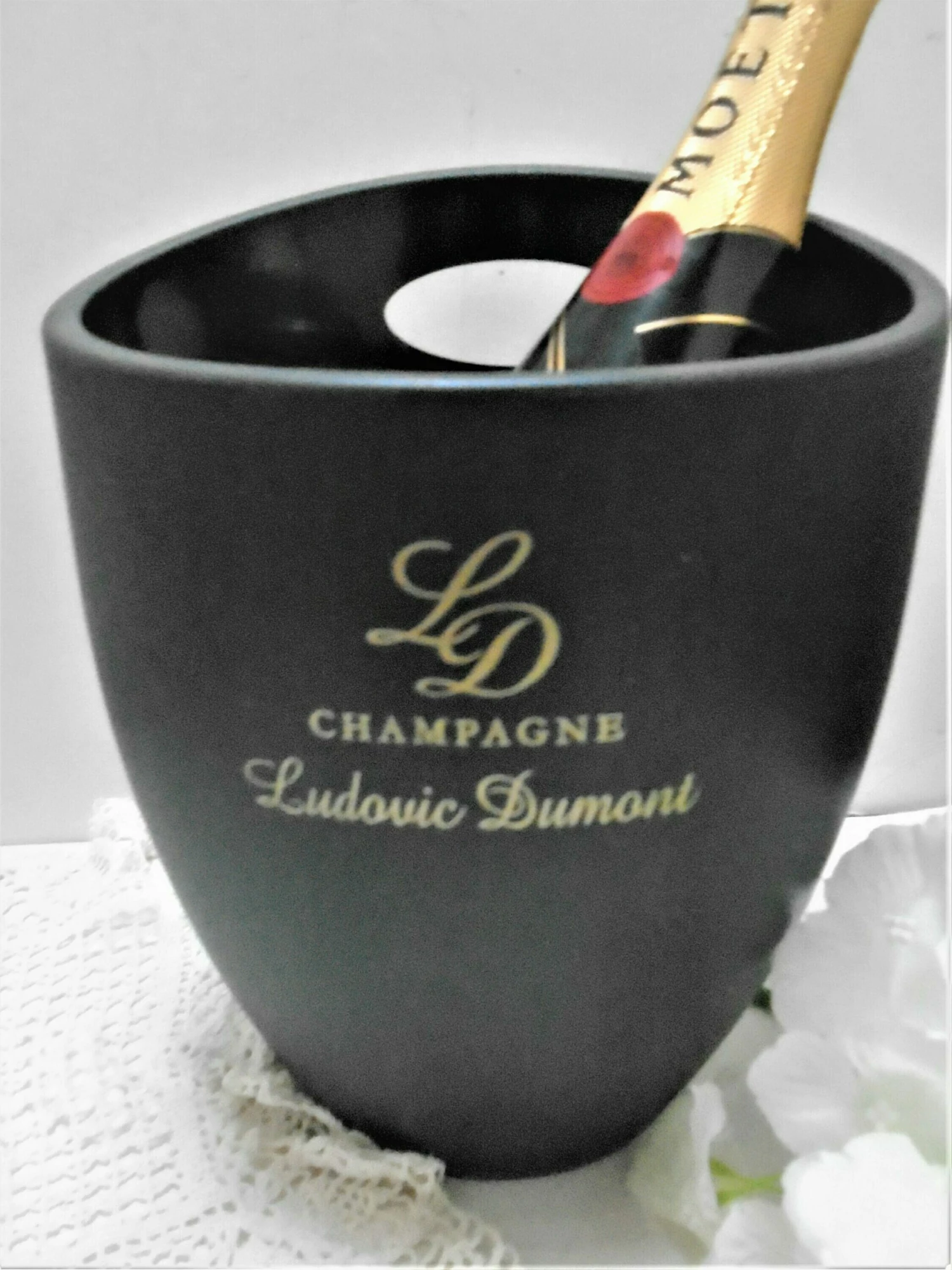 Unknown Vintage French Champagne Bucket By Ludovic Dumont, France, Matt Black Acrylic Wine Cooler 2 Unknown Vintage French Champagne Bucket By Ludovic Dumont, France, Matt Black Acrylic Wine Cooler - Image 2