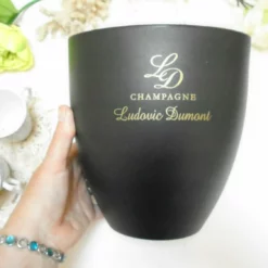 Unknown Vintage French Champagne Bucket By Ludovic Dumont, France, Matt Black Acrylic Wine Cooler