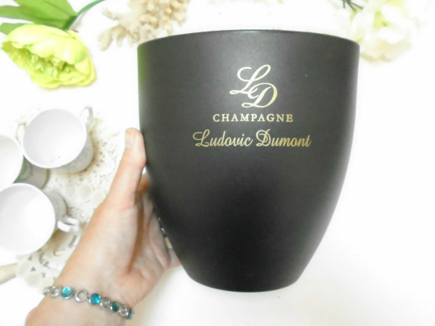 Unknown Vintage French Champagne Bucket By Ludovic Dumont, France, Matt Black Acrylic Wine Cooler 1 Unknown Vintage French Champagne Bucket By Ludovic Dumont, France, Matt Black Acrylic Wine Cooler