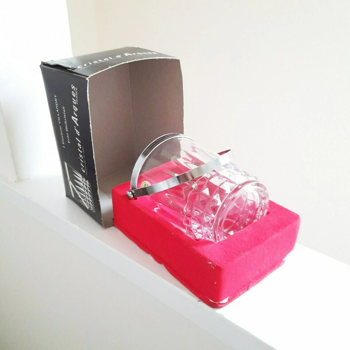 Vintage French Lead Crystal Glass Ice Bucket (24% Pbo) Cristal D'arques Villandry By Durand Mid Century Cut Glass Barware Original Box 2 Vintage French Lead Crystal Glass Ice Bucket (24% Pbo) Cristal D'arques Villandry By Durand Mid Century Cut Glass Barware Original Box - Image 2