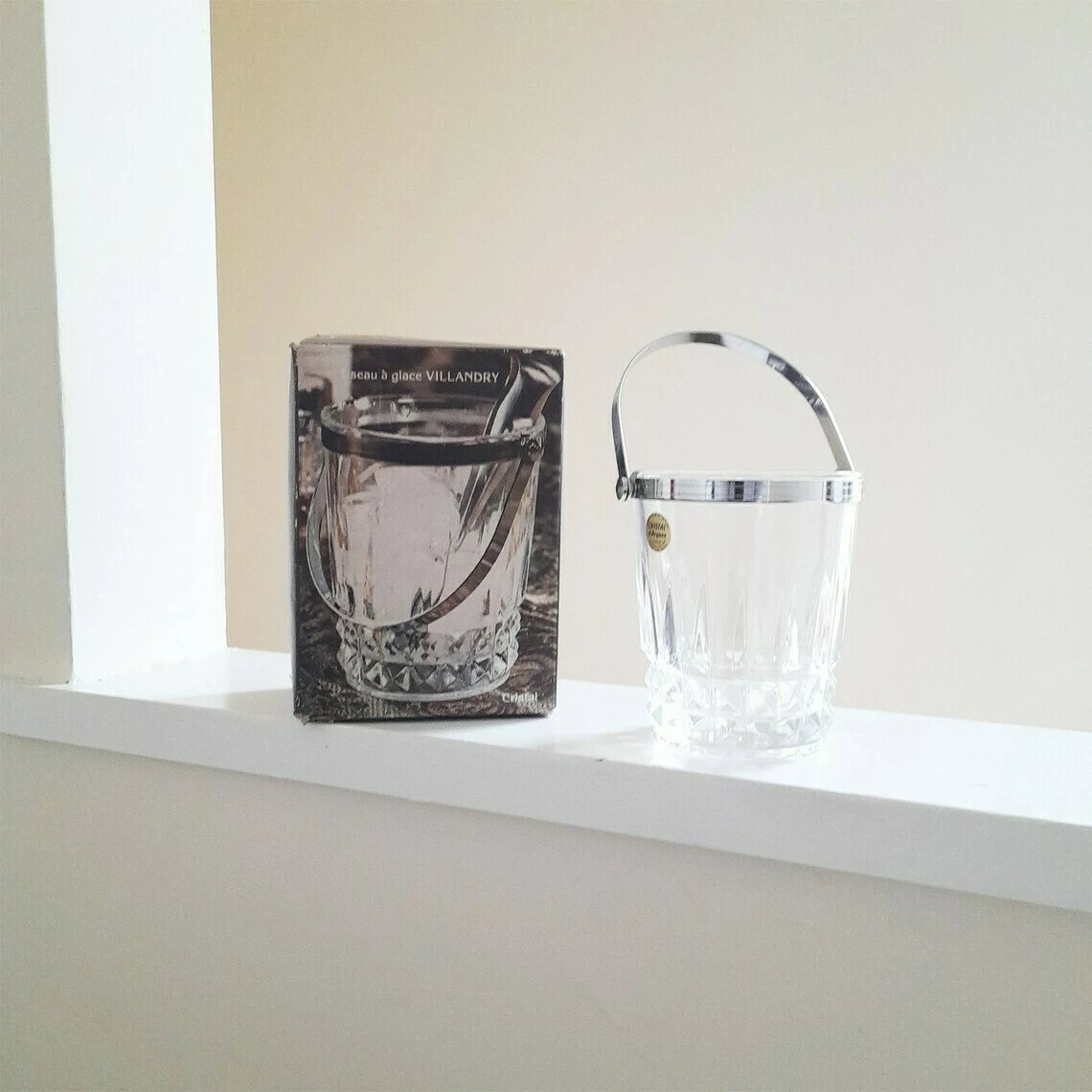 Vintage French Lead Crystal Glass Ice Bucket (24% Pbo) Cristal D'arques Villandry By Durand Mid Century Cut Glass Barware Original Box 1 Vintage French Lead Crystal Glass Ice Bucket (24% Pbo) Cristal D'arques Villandry By Durand Mid Century Cut Glass Barware Original Box