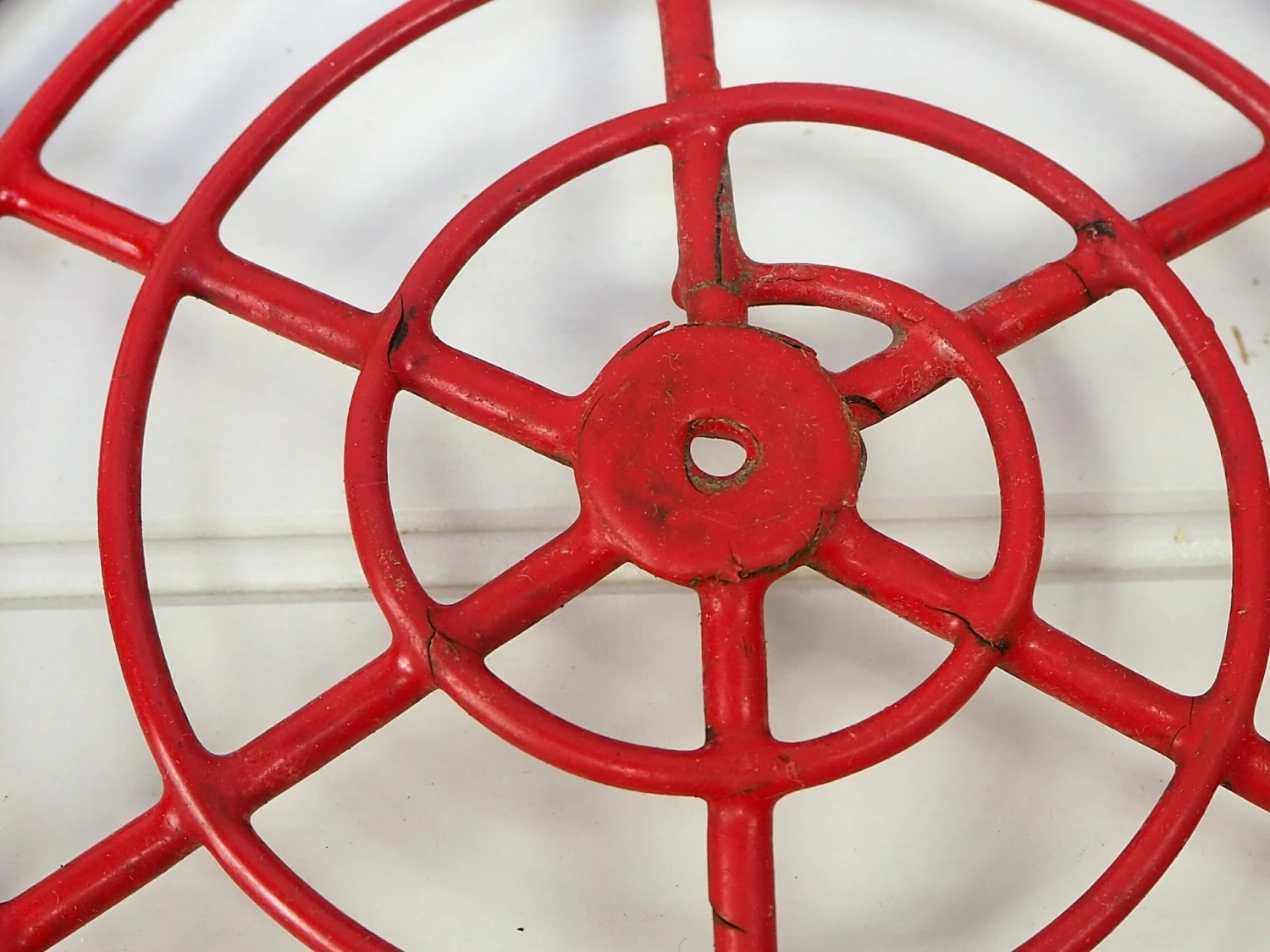 Unknown Vintage French Round Red Wire Egg Garden Potato Fruit Or Vegetable Basket With Handle 5 Unknown Vintage French Round Red Wire Egg Garden Potato Fruit Or Vegetable Basket With Handle - Image 5