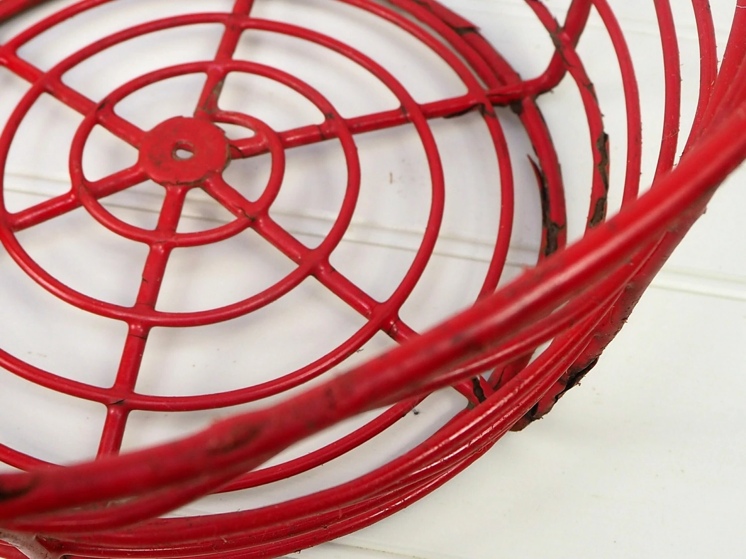 Unknown Vintage French Round Red Wire Egg Garden Potato Fruit Or Vegetable Basket With Handle 6 Unknown Vintage French Round Red Wire Egg Garden Potato Fruit Or Vegetable Basket With Handle - Image 6