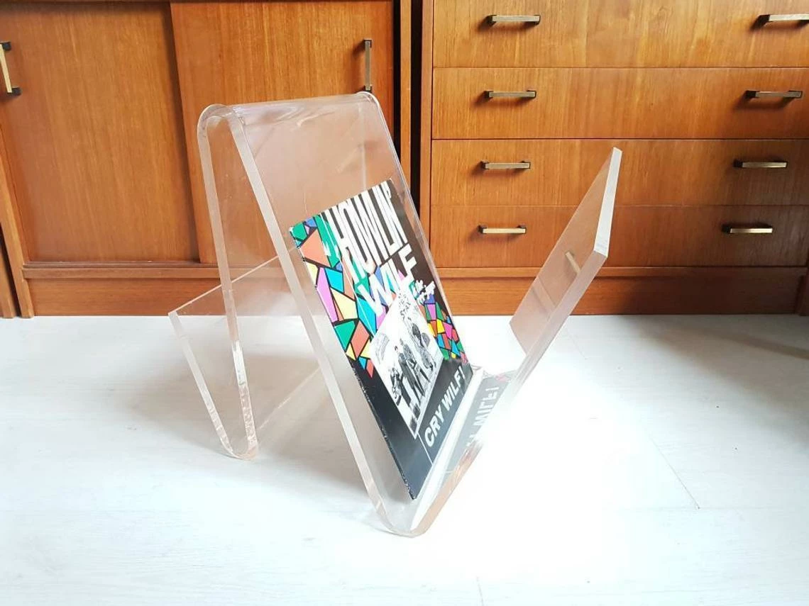 Vintage Lucite Or Perspex Magazine Holder Rack From 1970s 1980s 2 Vintage Lucite Or Perspex Magazine Holder Rack From 1970s 1980s - Image 2