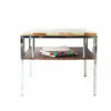 Unknown Vintage Mid Century Chrome Marble And Onyx Double Top Magazine Rack Table