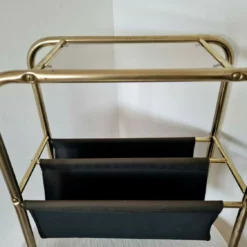 Unknown Vintage Mid Century Modern Brass Magazine Rack/Smoked Glass Side Table -Storage Furniture Sales 2024 vintage mid century modern brass magazine rack smoked glass side table sku69713733 0 4 scaled