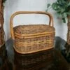 Vintage Mid Century Wicker Sewing Craft Basket Retro