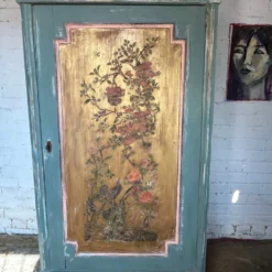 Vintage Painted Pine Armoire /Cupboard With Inlaid Chinoiserie -Storage Furniture Sales 2024 vintage painted pine armoire cupboard with inlaid chinoiserie sku10433986 0 1 scaled