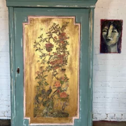Vintage Painted Pine Armoire /Cupboard With Inlaid Chinoiserie -Storage Furniture Sales 2024 vintage painted pine armoire cupboard with inlaid chinoiserie sku10433986 0 10 scaled
