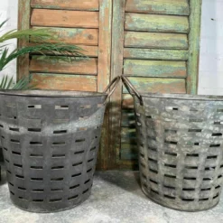 Vintage Reclaimed Galvanised Olive Picking Basket Garden Planter Waste Paper Bin -Storage Furniture Sales 2024 vintage reclaimed galvanised olive picking basket garden planter waste paper bin sku93957758 0 1