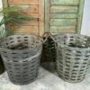 Vintage Reclaimed Galvanised Olive Picking Basket Garden Planter Waste Paper Bin
