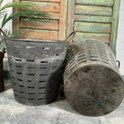 Vintage Reclaimed Galvanised Olive Picking Basket Garden Planter Waste Paper Bin -Storage Furniture Sales 2024 vintage reclaimed galvanised olive picking basket garden planter waste paper bin sku93957758 0 2