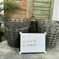 Vintage Reclaimed Galvanised Olive Picking Basket Garden Planter Waste Paper Bin -Storage Furniture Sales 2024 vintage reclaimed galvanised olive picking basket garden planter waste paper bin sku93957758 0 3