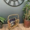 Unknown Vintage Retro Bamboo Wicker Magazine Rack, Storage, Boho Style