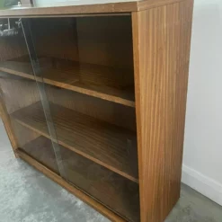 Vintage Teak Mcm Bookcase With Original Sliding Glass Doors 1970s -Storage Furniture Sales 2024 vintage teak mcm bookcase with original sliding glass doors 1970s sku37942046 0 1
