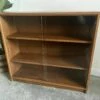 Vintage Teak Mcm Bookcase With Original Sliding Glass Doors 1970s